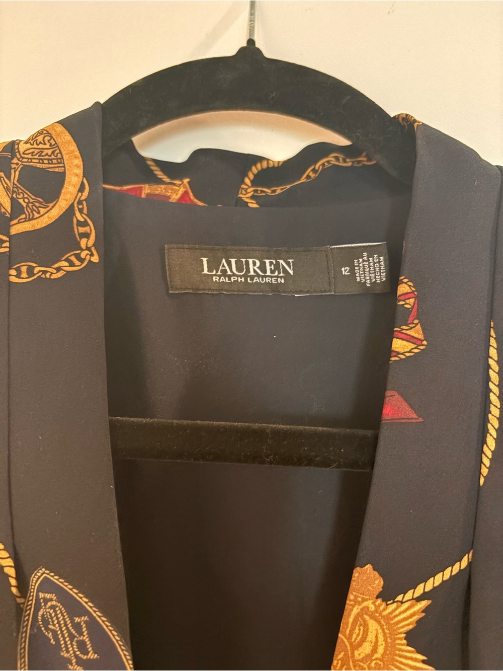 Ralph Lauren Black Midi Dress with Gold Chain & Rope Motif - Picture 3 of 4